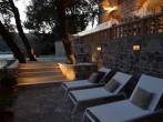 Sunbeds at sunset
